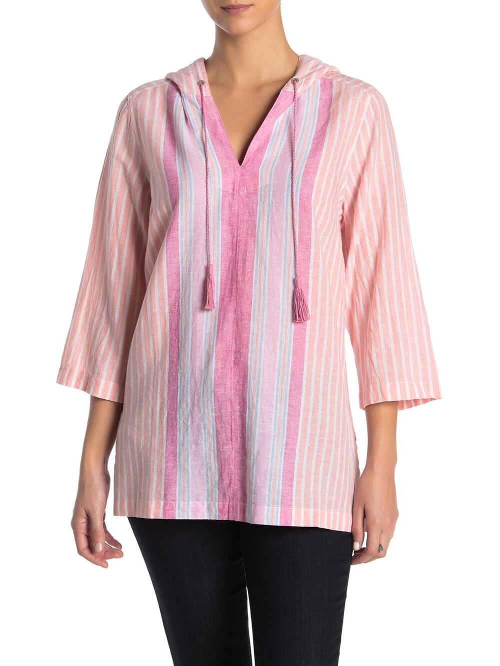 Tommy Bahama Lovely Lanes Baja Linen Hoodie Top Passion Peach Small New